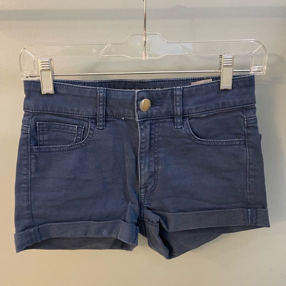 AMERICAN EAGLE OUTFITTERS Hi-Rise Shortie Super Super Stretch Jeans, Blue, Sz 0
